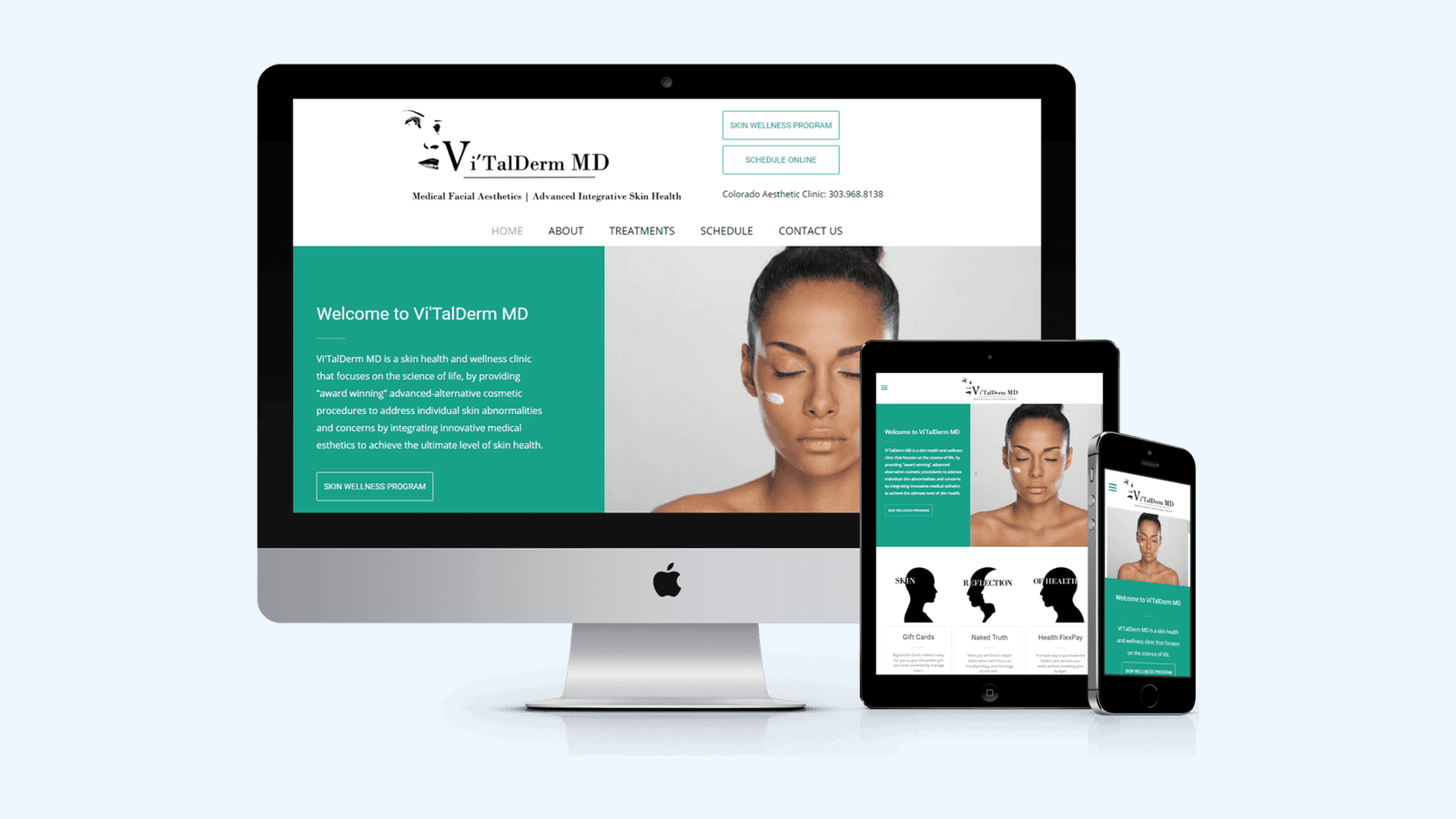 Dermatology website design example