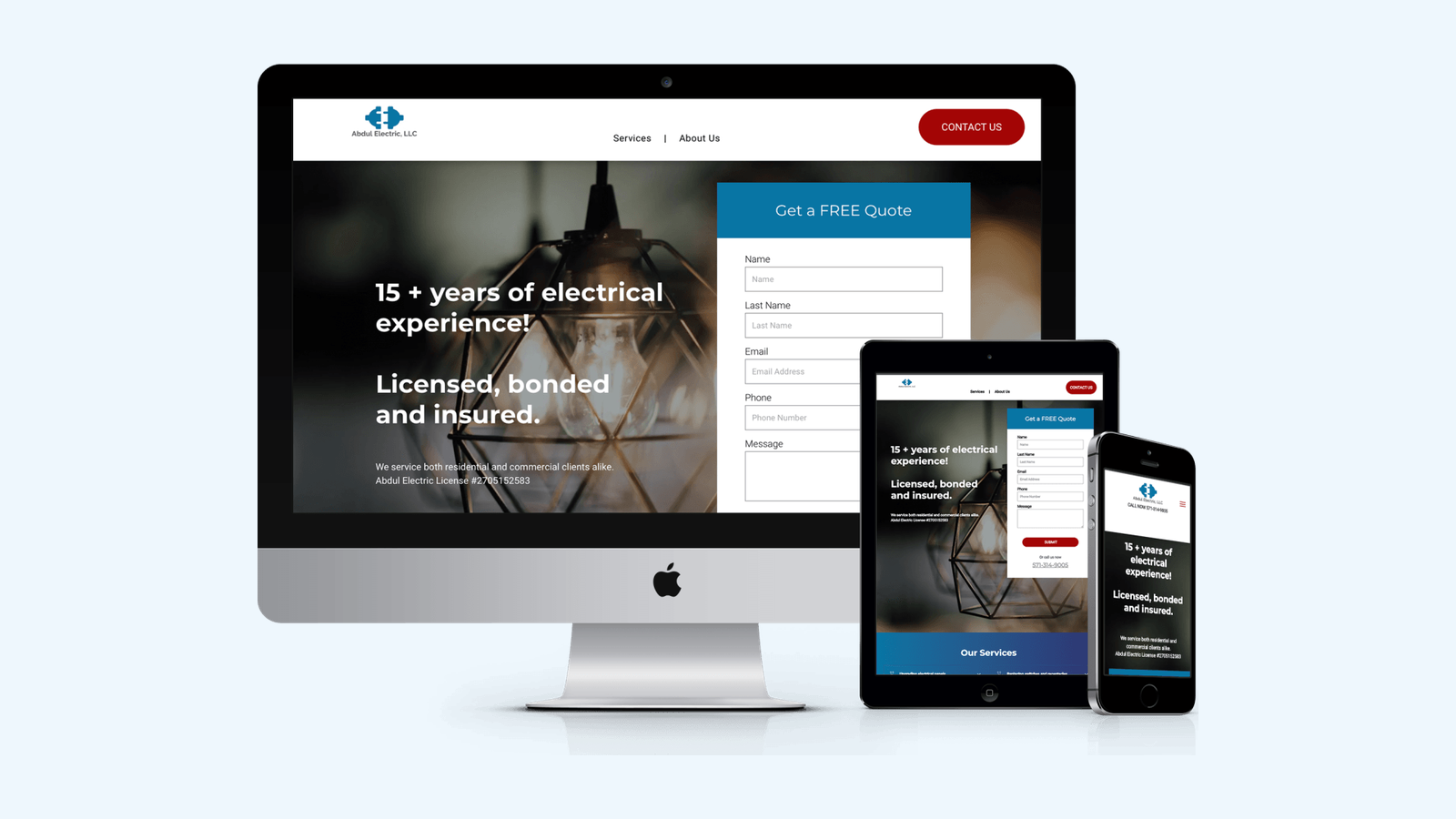 Electricians website design example