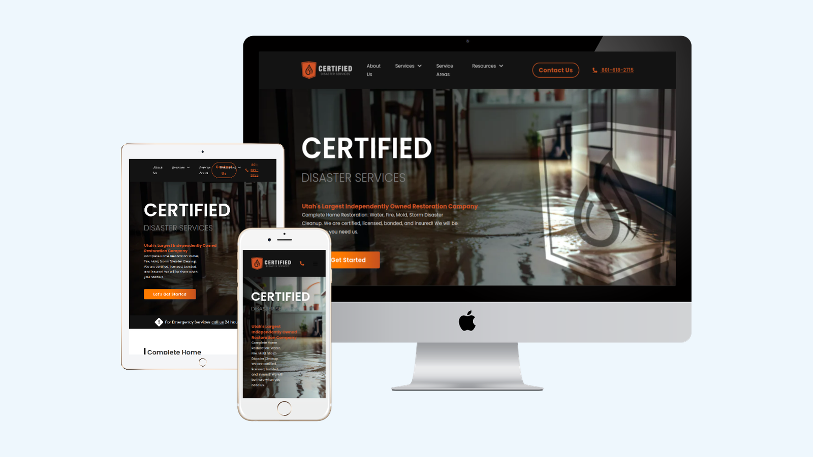 Fire Water Damage website design example