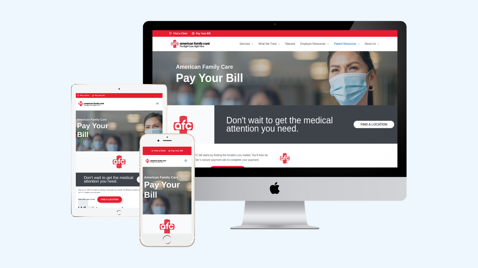 Urgent Care website design example